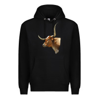 Black Texas Longhorn Cow Face Premium Hoodie - LillyAllenDesigns