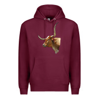 Burgundy Texas Longhorn Cow Face Premium Hoodie - LillyAllenDesigns