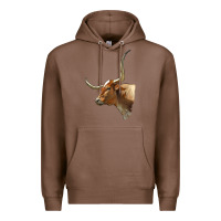 Chestnut Texas Longhorn Cow Face Premium Hoodie - LillyAllenDesigns