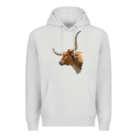 Dove Grey Texas Longhorn Cow Face Premium Hoodie - LillyAllenDesigns