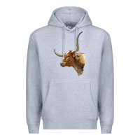 Heather Grey Texas Longhorn Cow Face Premium Hoodie - LillyAllenDesigns