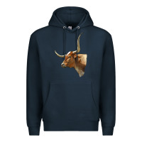 Navy Texas Longhorn Cow Face Premium Hoodie - LillyAllenDesigns
