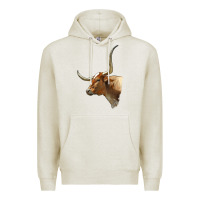 Oatmeal Heather Texas Longhorn Cow Face Premium Hoodie - LillyAllenDesigns