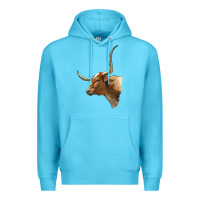 Ocean Blue Texas Longhorn Cow Face Premium Hoodie - LillyAllenDesigns