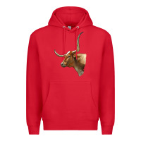 Red Texas Longhorn Cow Face Premium Hoodie - LillyAllenDesigns
