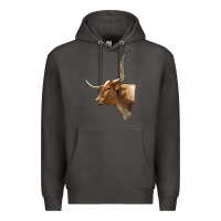 Smoke Texas Longhorn Cow Face Premium Hoodie - LillyAllenDesigns