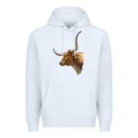 White Texas Longhorn Cow Face Premium Hoodie - LillyAllenDesigns