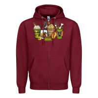Burgundy pitbull coffee cups Zipper Hoodie - Zillion Design Studio