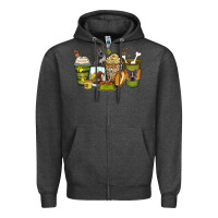 Charcoal Heather pitbull coffee cups Zipper Hoodie - Zillion Design Studio