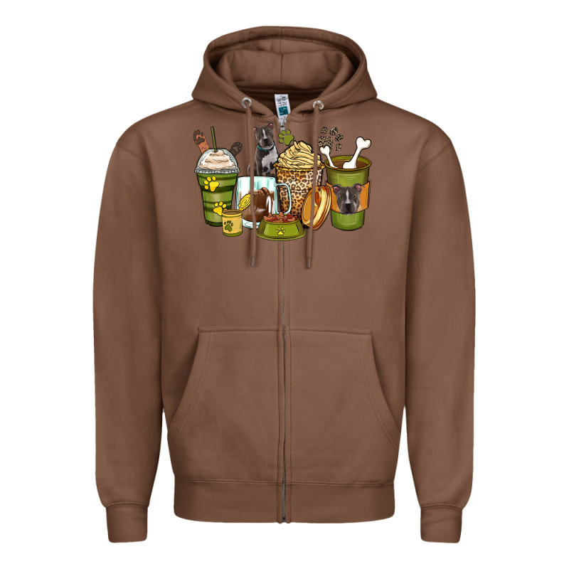 Pitbull Coffee Cups Zipper Hoodie by Zillion Design Studio | Teevron