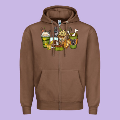 Zipper Hoodie pitbull coffee cups