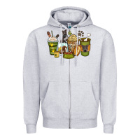 Heather Grey pitbull coffee cups Zipper Hoodie - Zillion Design Studio