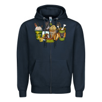 Navy pitbull coffee cups Zipper Hoodie - Zillion Design Studio