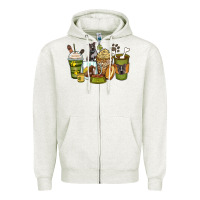 Oatmeal Heather pitbull coffee cups Zipper Hoodie - Zillion Design Studio
