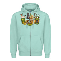 Seafoam pitbull coffee cups Zipper Hoodie - Zillion Design Studio