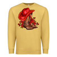 Antique Gold valentines day cowboy boots red  and roses Premium Sweatshirt - AdoDesignShop