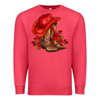 Cardinal valentines day cowboy boots red  and roses Premium Sweatshirt - AdoDesignShop