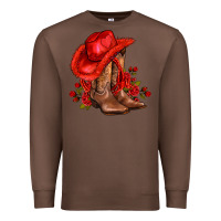 Chestnut valentines day cowboy boots red  and roses Premium Sweatshirt - AdoDesignShop