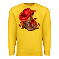 Lemon valentines day cowboy boots red  and roses Premium Sweatshirt - AdoDesignShop