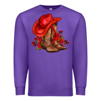 Purple valentines day cowboy boots red  and roses Premium Sweatshirt - AdoDesignShop
