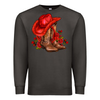 Smoke valentines day cowboy boots red  and roses Premium Sweatshirt - AdoDesignShop