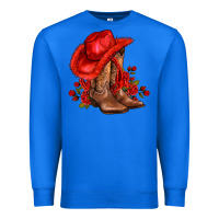 True Royal valentines day cowboy boots red  and roses Premium Sweatshirt - AdoDesignShop
