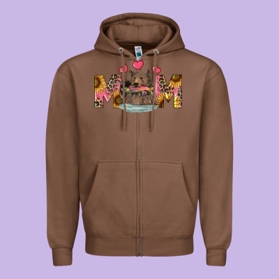 Zipper Hoodie mom bear with sunflowers