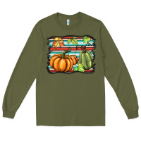 Army Green fall pumpkin  background Long Sleeve Tee - BarkalooDesign