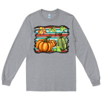Heather Grey fall pumpkin  background Long Sleeve Tee - BarkalooDesign