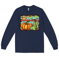 Navy fall pumpkin  background Long Sleeve Tee - BarkalooDesign