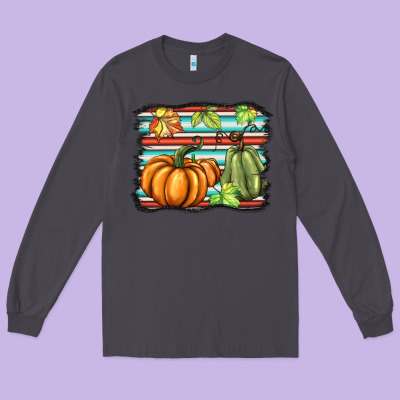 Fall Pumpkin  Background Long Sleeve Tee Designed By Barkaloodesign
