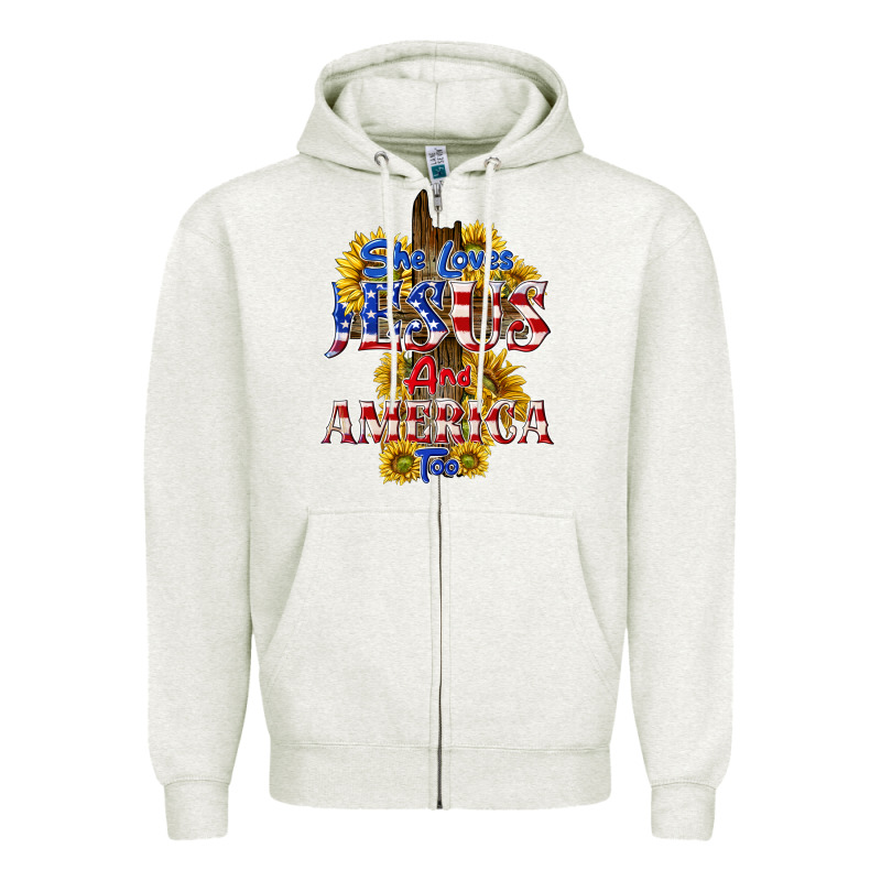 She Loves Jesus Zipper Hoodie by texasbilliewilder | Teevron