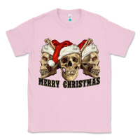 Bubblegum Pink Merry Christmas Skulls Classic Tee - RanaPortraitStore