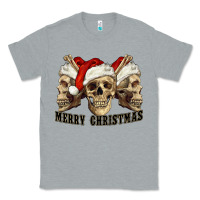 Heather Grey Merry Christmas Skulls Classic Tee - RanaPortraitStore