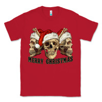 Red Merry Christmas Skulls Classic Tee - RanaPortraitStore