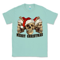 Seafoam Merry Christmas Skulls Classic Tee - RanaPortraitStore
