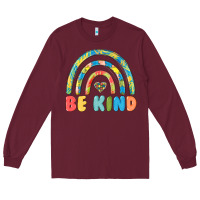 Burgundy be kind autism Long Sleeve Tee - MaliasSmallBusiness