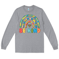 Heather Grey be kind autism Long Sleeve Tee - MaliasSmallBusiness