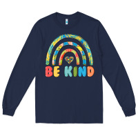 Navy be kind autism Long Sleeve Tee - MaliasSmallBusiness