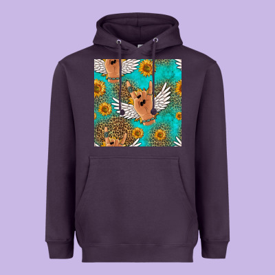 Rock N Roll Hands Seamless Pattern Heavyweight Hoodie Designed By Hra Design Shop
