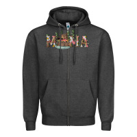 Charcoal Heather mama with bear and daisy Zipper Hoodie - RanaPortraitStore