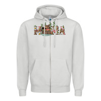 Dove Grey mama with bear and daisy Zipper Hoodie - RanaPortraitStore