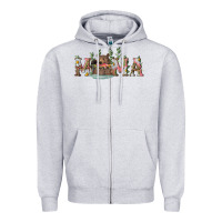Heather Grey mama with bear and daisy Zipper Hoodie - RanaPortraitStore