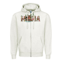 Oatmeal Heather mama with bear and daisy Zipper Hoodie - RanaPortraitStore