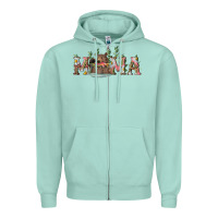 Seafoam mama with bear and daisy Zipper Hoodie - RanaPortraitStore