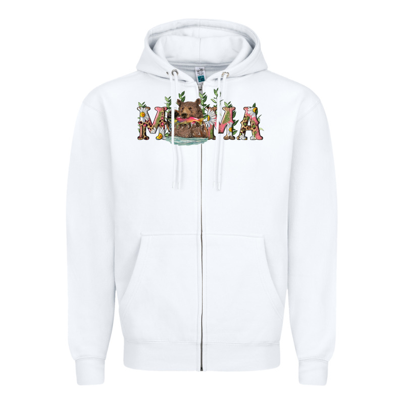 Mama With Bear And Daisy Zipper Hoodie by RanaPortraitStore | Teevron