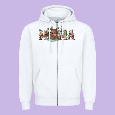 Zipper Hoodie mama with bear and daisy