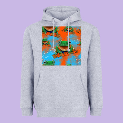 Funny Frogs Seamless Pattern Heavyweight Hoodie Designed By Hra Design Shop