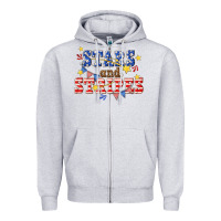Heather Grey stars and striper billie wilder Zipper Hoodie - texasbilliewilder