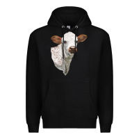 Black Texas Longhorn Calf Face Premium Hoodie - LillyAllenDesigns
